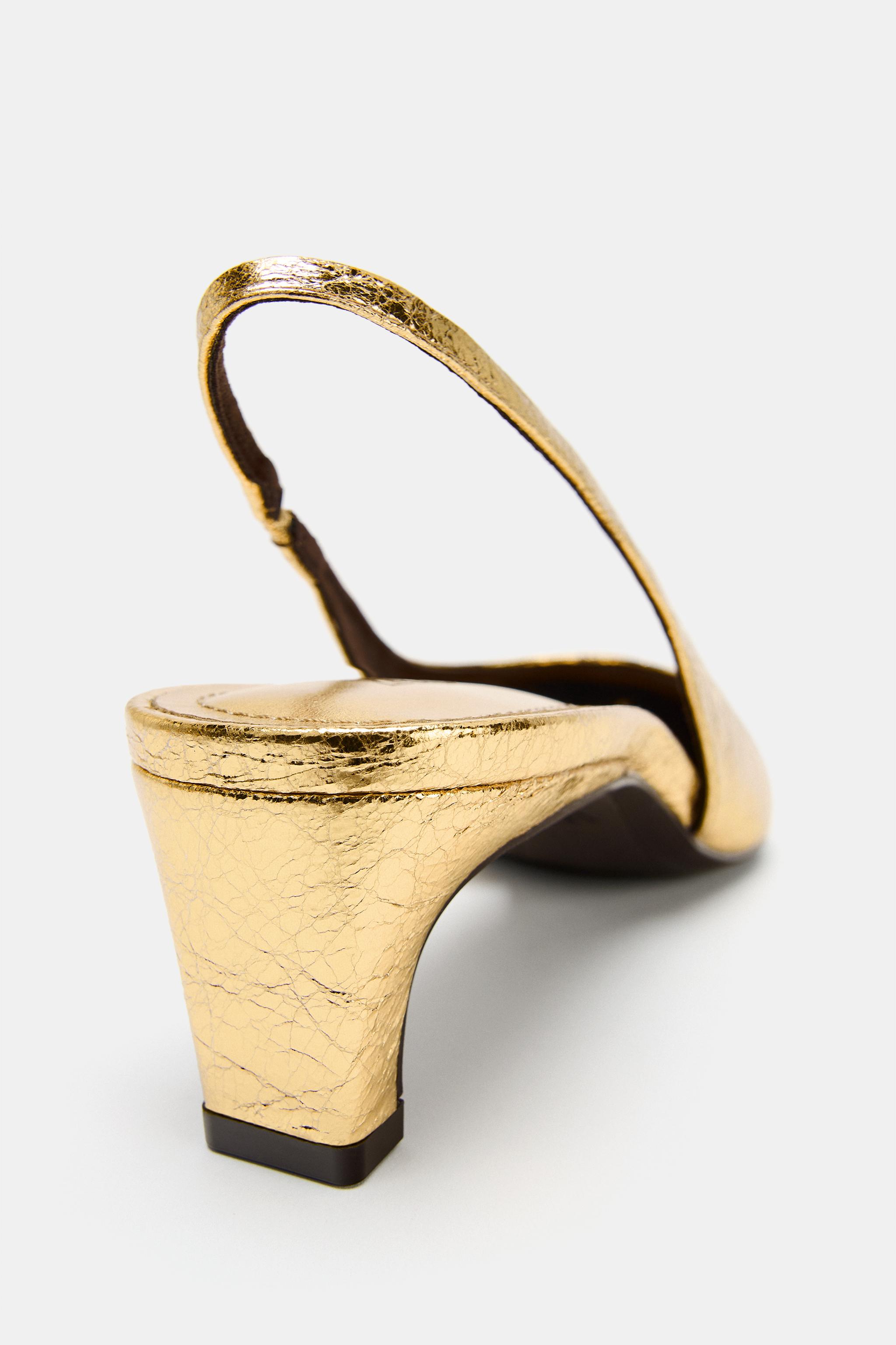 METALLIC KITTEN HEEL SHOES